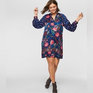 LOFT Blue Wildflower Shift Dress, Size XSP
